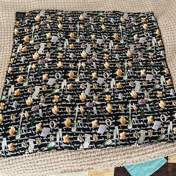 Rare Vintage Nicole Miller 100% Silk Scarf - 1990s Wedding Themed - Picture 4 of 5